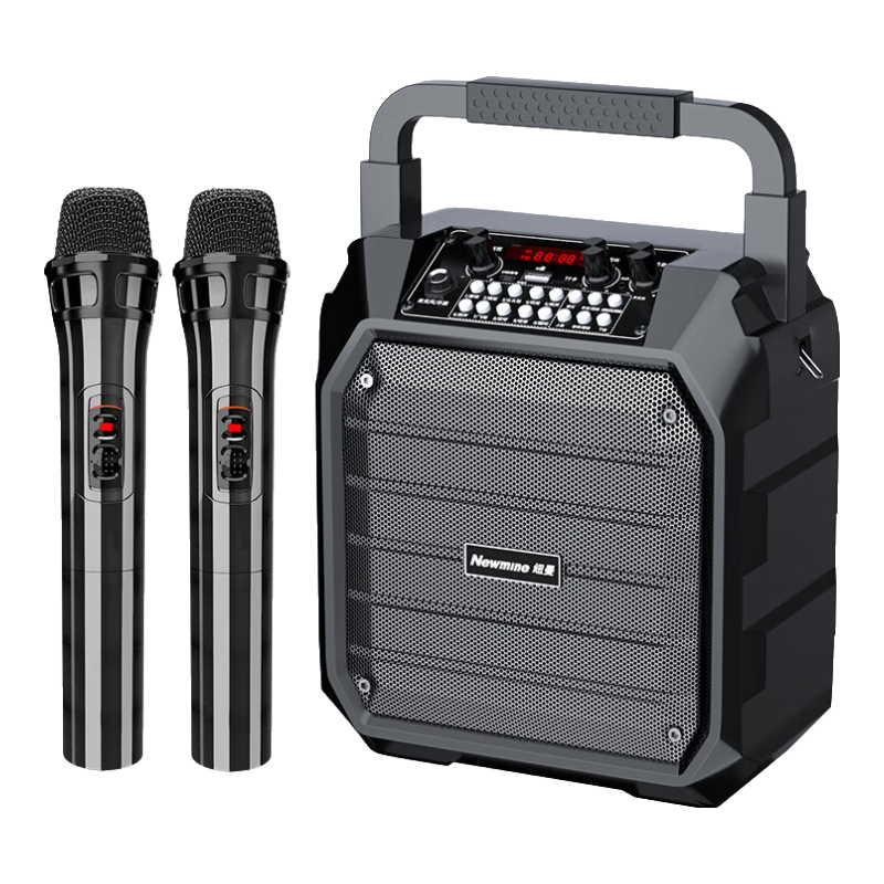 Newmine K99 Wireless Bluetooth Speaker, Outdoor High-Volume Square Dance Sound System, Compact Home Radio, Portable Handheld Speaker with Microphone, Street Vendor Stall Loudspeaker Dual Mic Versio