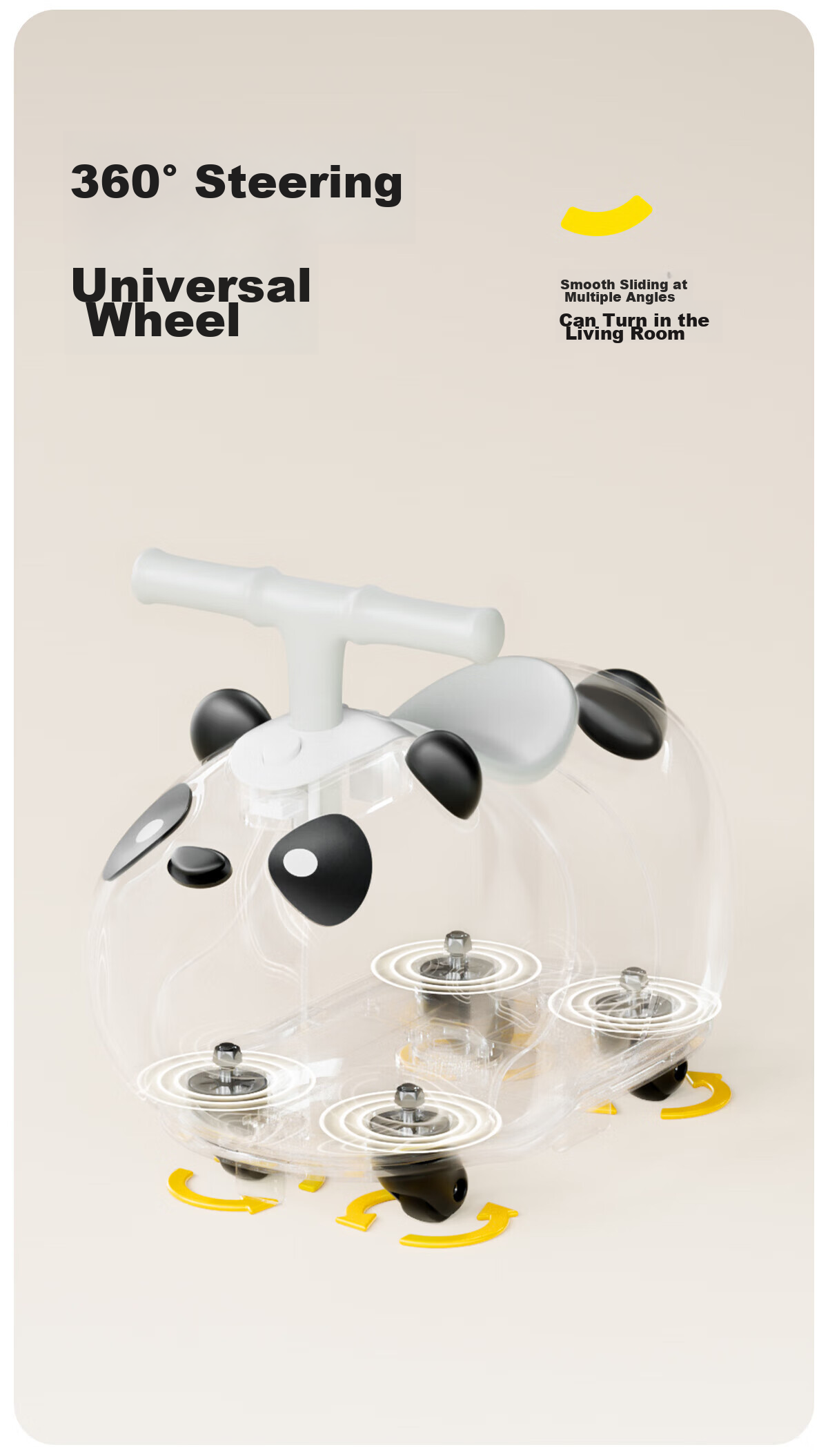 Lede Children's Twist Car Peanut Car for Ages 1-3 with Music, Anti-Rollover Baby Ride-On Toy, First Birthday Gift Panda Car 3
