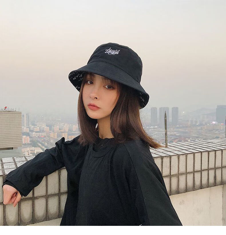 XUEXIMAN Fisherman Hat for Men, Reversible Graffiti Cap, Sun Hat, Korean Style Versatile Sun Protection Student Bucket Hat 13