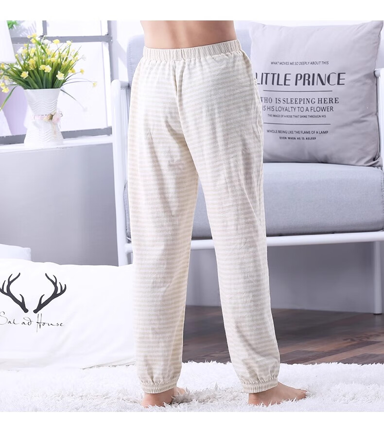 Hzasz Children's Pajama Pants for Boys, Colorful Cotton Long Pants, Spring And Autumn Thin Style, Striped Home Wear Pants for Older Girls, K9205, Light Green, Size 140 6
