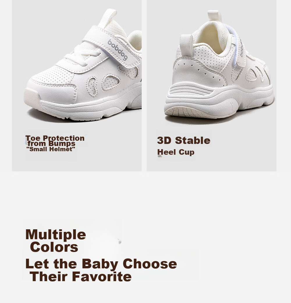 BOBDOG Children's Shoes, Toddler Walking Shoes for Boys And Girls, Spring And Autumn Versatile School White Shoes, Sneakers, Academy White, Size 24 11