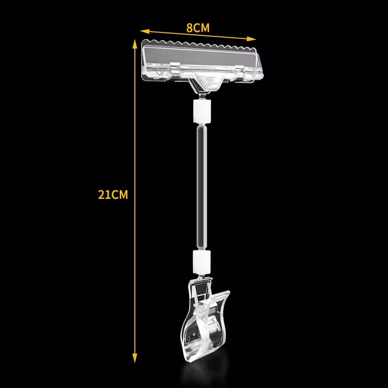 DSB Di Shi Bi Transparent Explosion Sticker Clip, Transparent Crystal Clip, POP Advertising Clip, Double-Headed Clip, Label Fruit Price Tag Clip, 21*8cm Large Size, 10 Pieces, AC-153