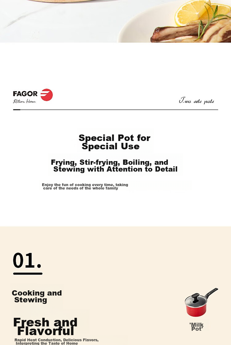 Fage Red Series Set Enamel Pot (Frying Pan + Milk Pan) FG-HHD02NJ 9