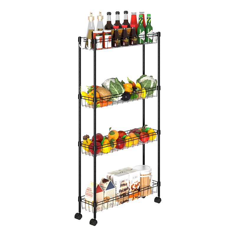 Chuanjing Kitchen Gap Storage Rack, Floor-Standing Multi-Layer Refrigerator Side Pull-Out Cabinet, Extremely Narrow Bathroom Trolley