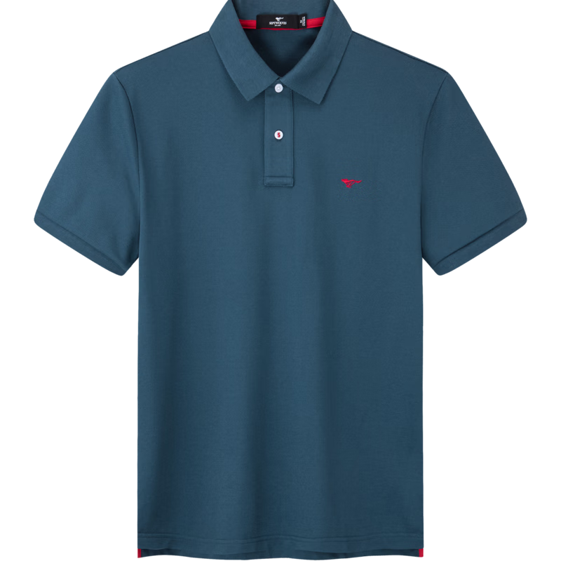 SEPTWOLVES Cool-Feeling Color-Fixing Short-Sleeve Polo Shirt for Men, Antibacterial Collar Business Casual Solid Color Multi-Color Small Wolf Logo T-Shirt