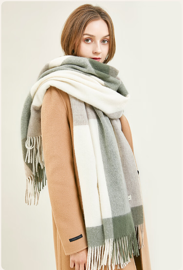 JIUMU Pure Wool Scarf for Women Autumn Winter Warm Shawl Large Wrap Gift Box New Year Birthday Present for Girls 10