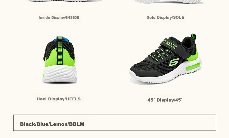 Skechers Children's Sports Shoes, Boys' Breathable Mesh Shoes, Fashionable Velcro Sneakers for Older Kids, Running Shoes 403748L 15