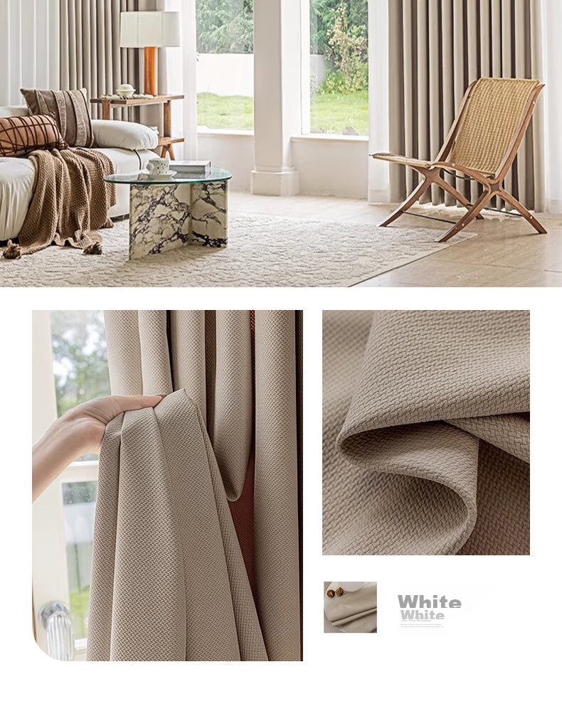 Ali Cotton Linen Milk Tea Color Curtains for Japanese-Style Living Room And Bedroom, High Blackout Heat Insulation Sun Protection with Hooks, 1.3m X 1.8m 14