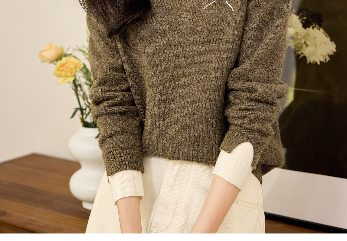 PinCai Women's Knit Sweater Wild Mallard Vintage Thickened American Style Trendy Knitwear P144Z6001 20