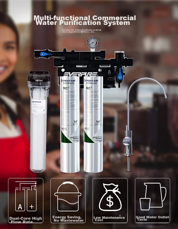 Everpure Coffee Shop/Milk Tea Shop/Chinese Restaurant Direct Drinking Filter Zero Wastewater 3.3 L/min 3300L Rated Water Output FreshDrink2-MC2 Commercial Water Purifier 2
