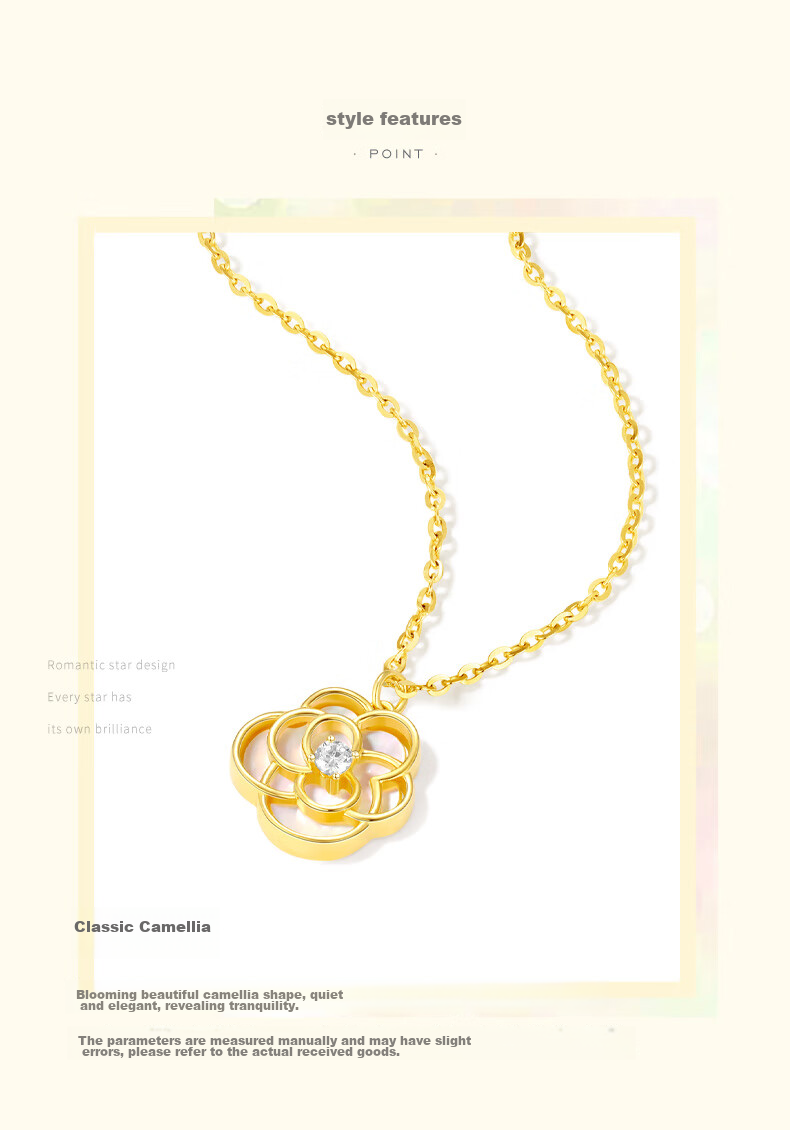 CHOW TAI SENG Camellia Shell Necklace, Niche Luxury Design, Elegant Chanel-Style, Birthday Gift for Girlfriend 4