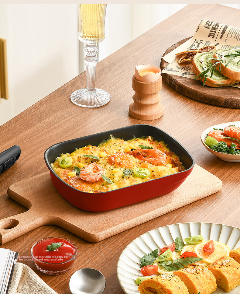 Tefal Detachable Frying Pan for Tamagoyaki And Eggs, Non-Stick Breakfast Pan with Titanium Coating, Compatible with Gas Stove And Induction Cooker, Red 15