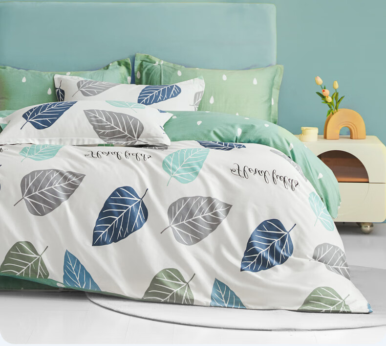 Hengyuanxiang Pure Cotton Four-Piece Bedding Set, 100% Cotton Fresh Style, Includes Bed Sheet And Duvet Cover, King Size Bedding, 220*240cm 4