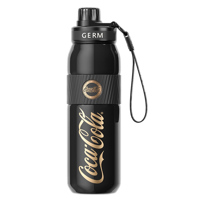 Germ Coca-Cola Insulated Cup with Straw, Sports Water Bottle, Large Capacity Student Cup, Gift Cup, 580ML, Twilight Black