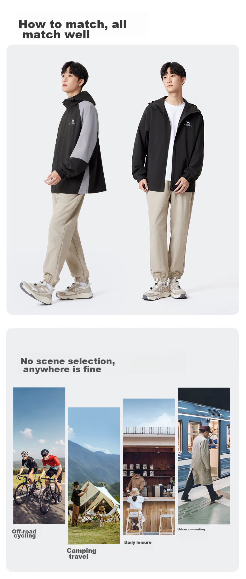 CAMEL Outdoor Sports Jacket for Men, Hooded Windproof Trendy Youth Hiking Coat, Spring And Autumn Season, M34BAKI098 11