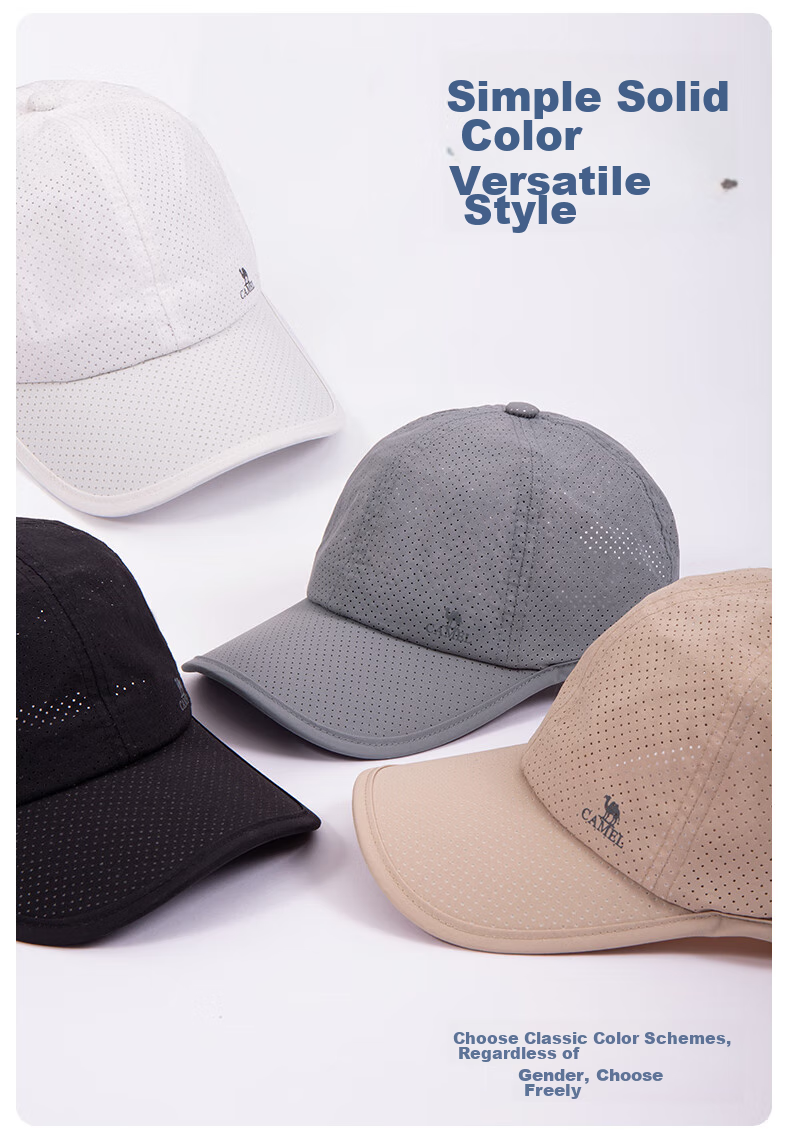 CAMEL Baseball Cap, Soft Top, for Women with Large Head Circumference, Slimming Effect, Face-Slimming, Versatile, Breathable Hat for Men, Duck Tongue Cap, 173BB00026 11