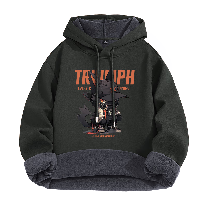 JEANSWEST LIFE Men's Hoodie Heavyweight Autumn Winter 2025 New Thickened Youth Fleece Sweatshirt