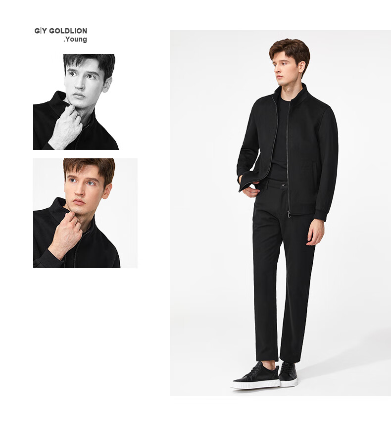 Goldlion [Warm Merino Wool] Stand-Collar Jacket, 2026 Autumn Men's High-End Lightweight Coat, Black, Size M 12