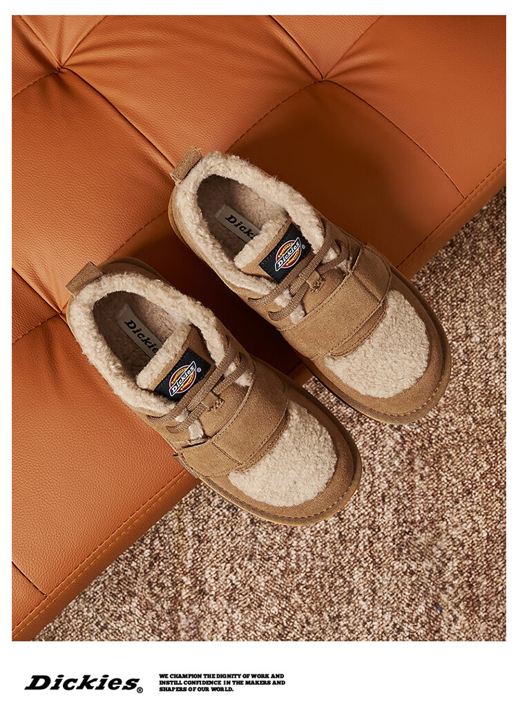 Dickies Women's Snow Boots, Comfortable Casual Flat Shoes, Fleece-Lined Thick Cotton Shoes, Yellow-Brown, Size 35 16
