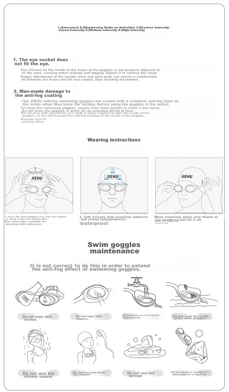 Jiehu Swimming Goggles, High-Definition Anti-Fog Glasses for Nearsightedness, Waterproof Diving Goggles for Men And Women, Adult Clear Lens Protective Eyewear 13