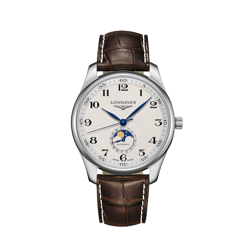 LONGINES Swiss Watch, Master Collection Moonphase Wristwatch, Men's Leather Strap Mechanical Watch L29194783