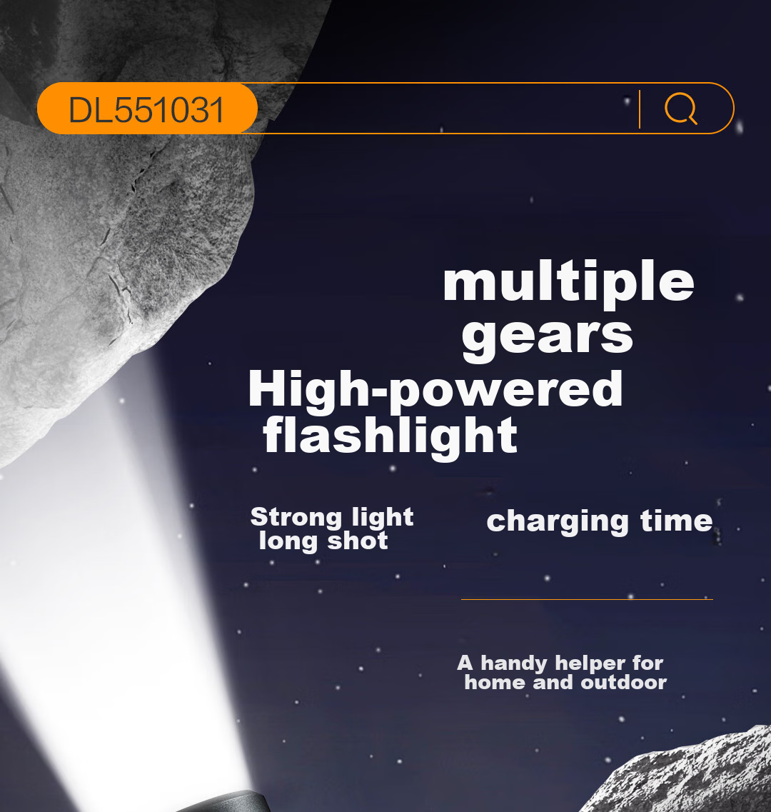 Deli Compact Flashlight, High Brightness, Outdoor Cycling, Camping, Long-Range, Long Battery Life, Wilderness Survival Light 3