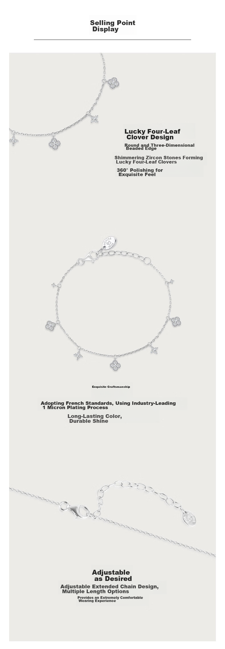 AGATHA Lucky Four-Leaf Clover Bracelet for Women, Birthday Gift for Girlfriend Or Wife, Elegant And Luxurious 4