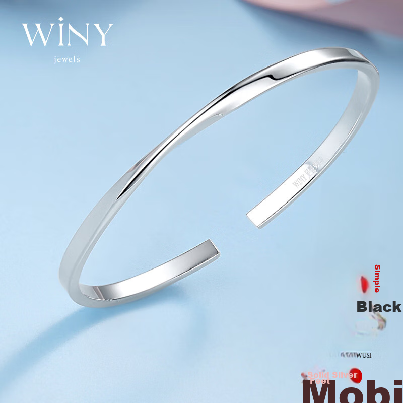Серебряный браслет Winy 9999 пробы, женский, регулируемый, минималистичный стиль