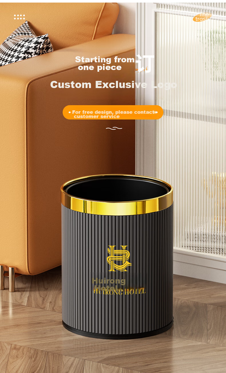 AKBK Italian Trash Can 12L Large Capacity Round Base Trash Can for Living Room, Bedroom, Kitchen, Luxury Hotel 2026 New Model 2