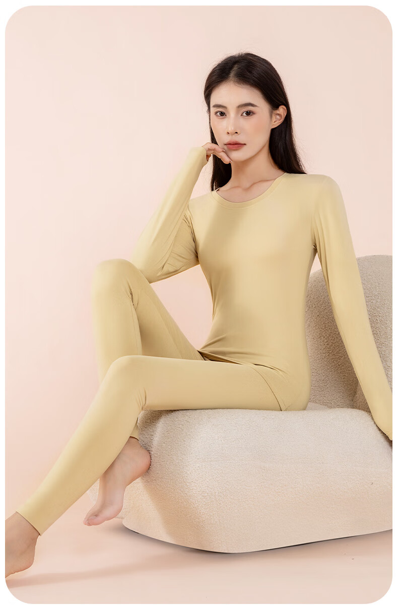 XUEXIMAN Women's Thermal Underwear Set Autumn Winter Fleece-Lined Antibacterial Temperature-Regulating Slim Fit Base Layer Top and Bottom 16