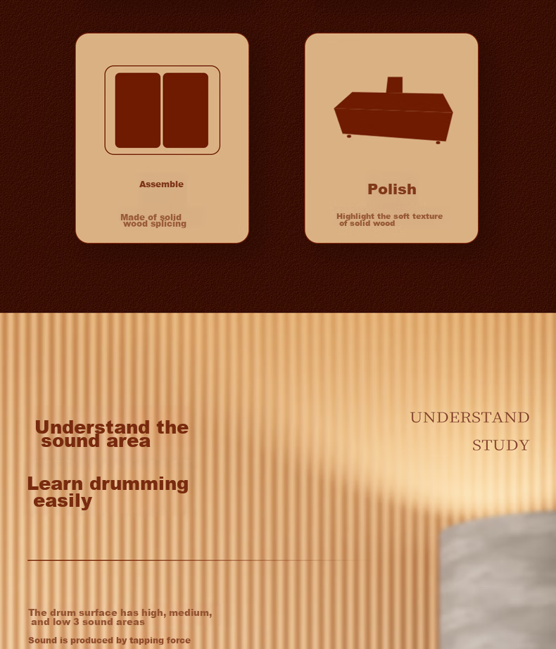 Jinbao Box Drum, Tumbler, Hand Drum, Clapper Drum, Hand-Held Drum, Clapper Drum, Tumbler Drum, Percussion Wooden Box Drum Instrument 3