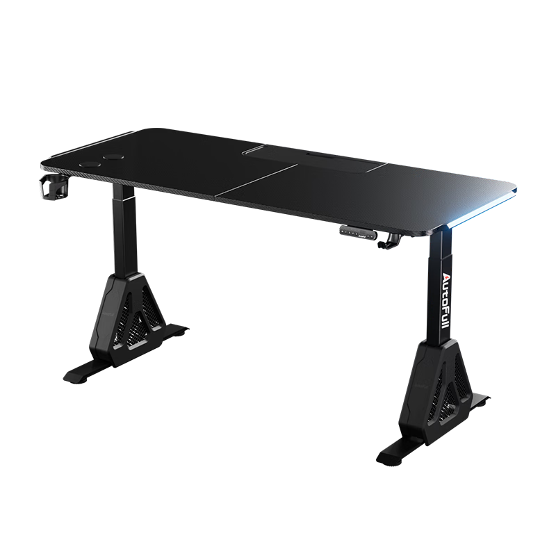 AOFENG A4Pro Gaming Desk Solid Wood Electric Height Adjustable Office Computer Desk with Light 1.6*0.7m Black