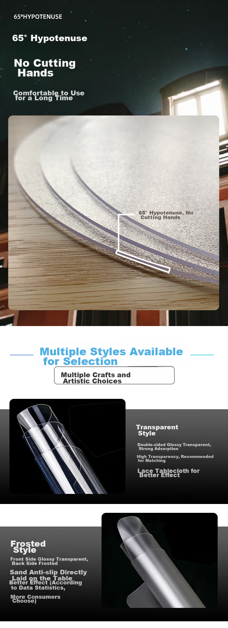 HOUSEWARE Soft Glass Table Mat, Round Waterproof And Oil-Proof Tablecloth, PVC Crystal Plate, 2mm Thick, Diameter 120cm, Frosted 6