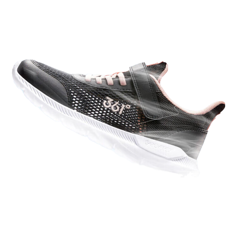 361° Children's Running Shoes Summer 2026, Boys And Girls Ages 3-12, Lightweight Large Mesh Running Shoes, Black, Size 37