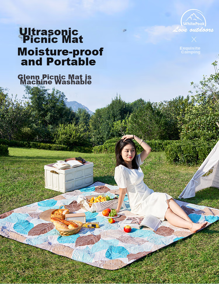 WhitePeak Ultrasonic Picnic Mat, Triple-Layer Thickened Moisture-Proof Mat, Park Leisure Mat, Large Area Suitable for Multiple People to Lie o 1