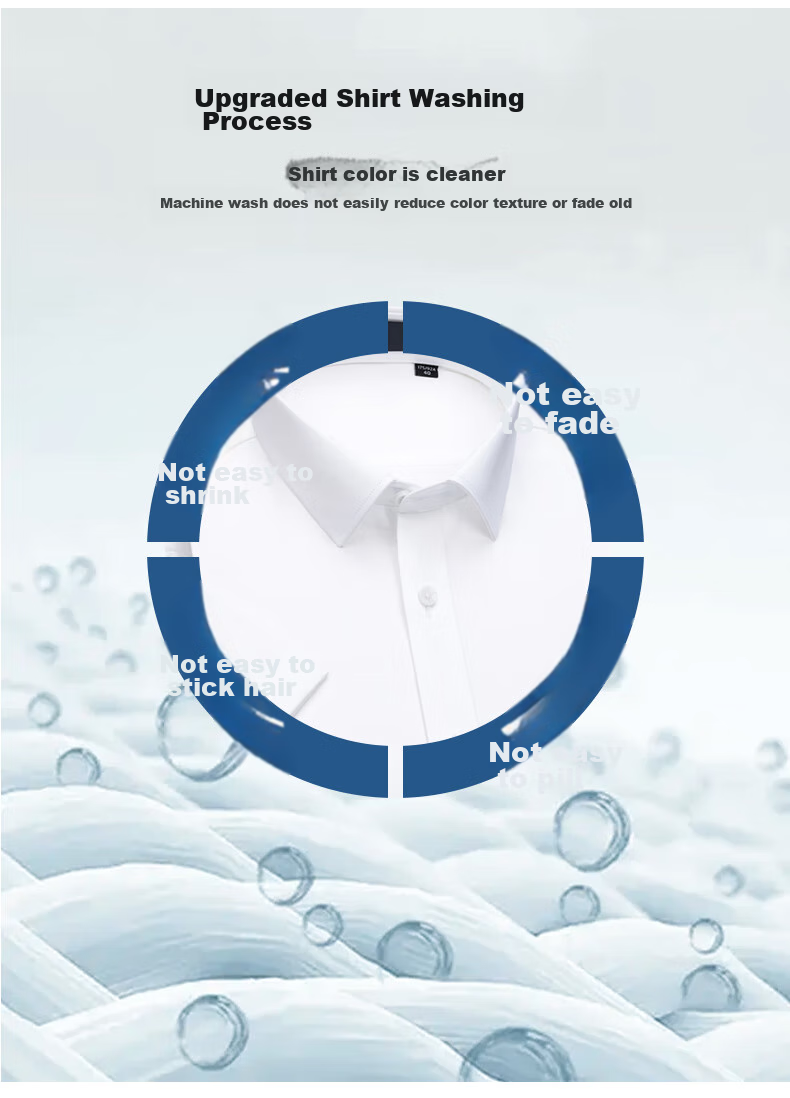 FIRS Liquid Ammonia Non-Iron Short Sleeve Shirt for Men, Pure Cotton Business Formal Wear, Pure White (Short), Size 38 4