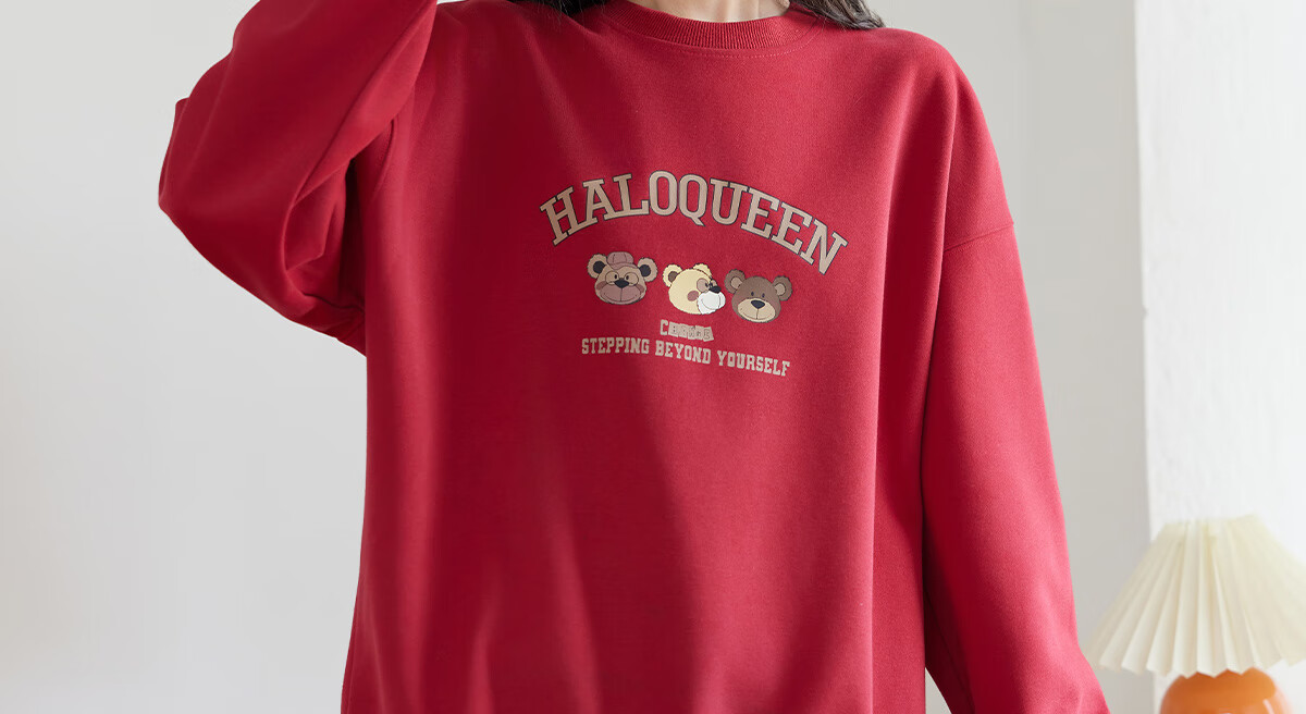 Halo Queen Women's Sweatshirt, Spring And Autumn Round Neck, Little Bear Christmas Outfit, Fashionable Loose Top Jacket H143W1002 31