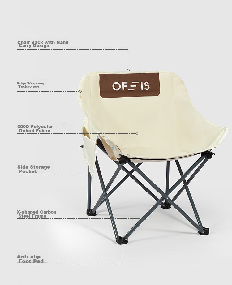 OFEIS Short Back Moon Chair, Outdoor Folding Camping Chair, Picnic Table And Chair, Leisure Beach Camping Fishing Chair, Director's Chair 2