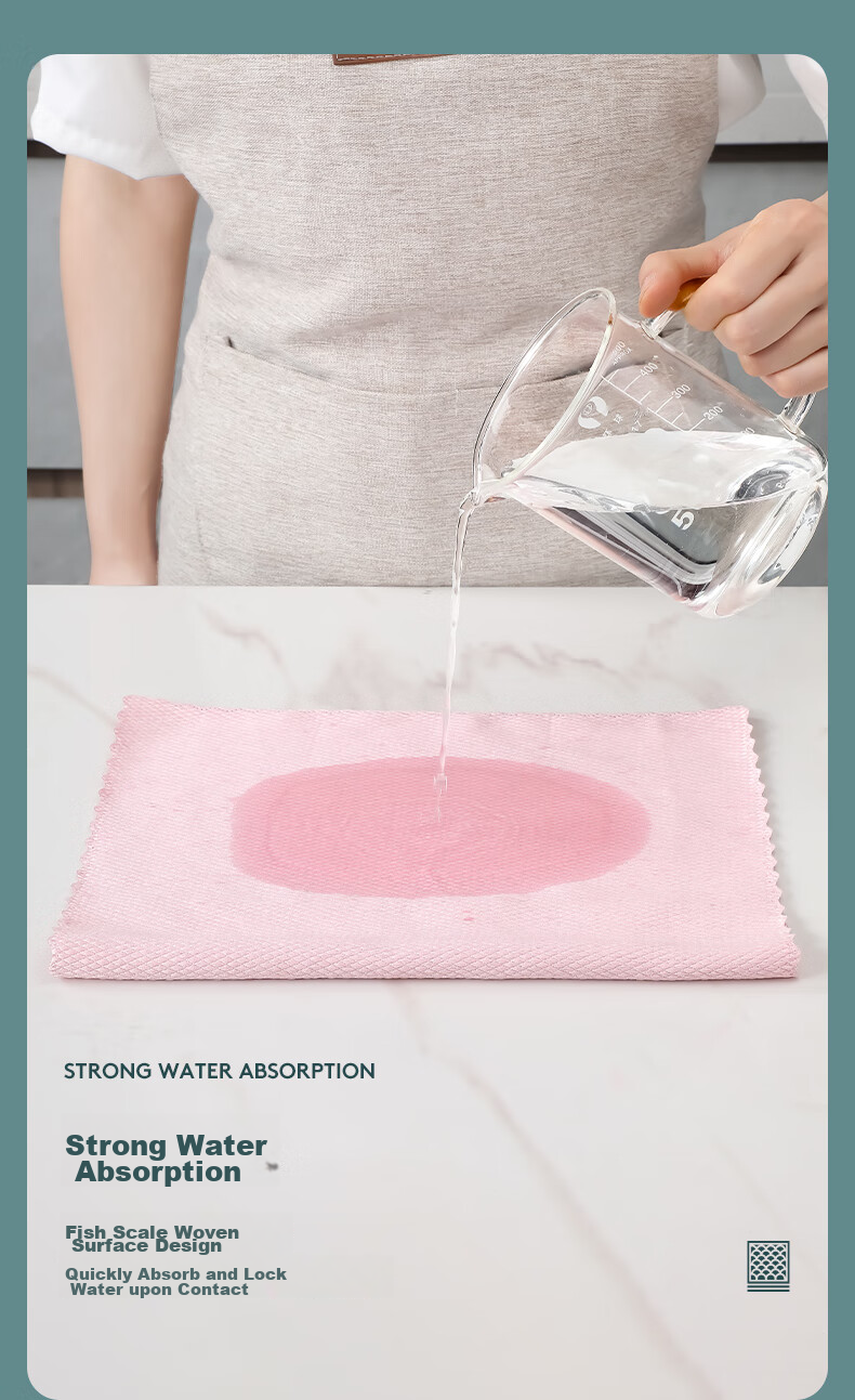 Jiabangshou Fish Scale Cleaning Cloth, 25*25cm*5 Pieces, Wet And Dry Use, for Glass, Mirror, Cups, Household Use, Absorbent Scouring Pad 9