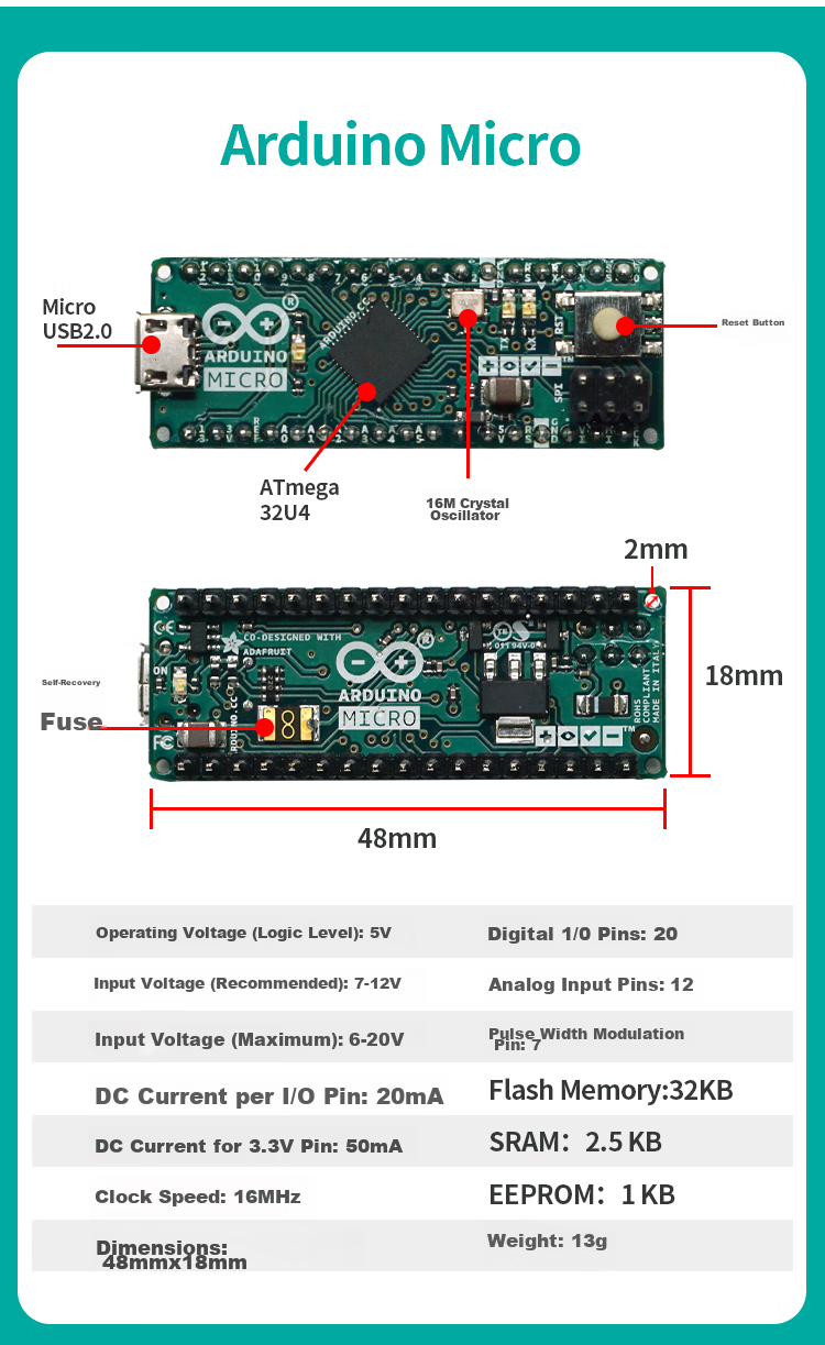 DiuShitou Compatible Arduino Nano Microcontroller AVR Beginner Development Board ATmega328 Chip Main Control Board Unassembled Pin Header Mini-B Interface 3