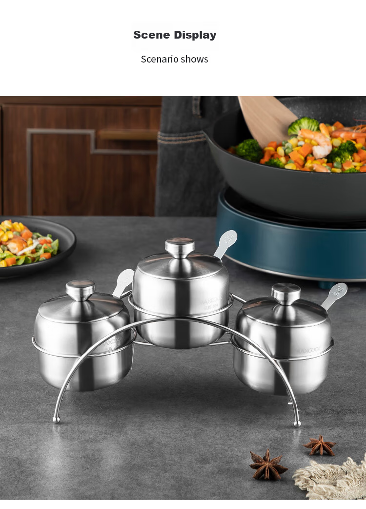 MAXCOOK 304 Stainless Steel Glass Seasoning Container Salt Shaker Powder Dispenser Sugar Powder Barbecue Spice Bottle MCTC1372 15