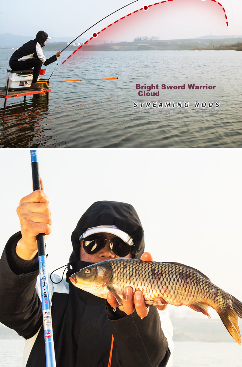 GW Jian Shou Yun Xi Liu Fishing Rod, 7.2 Meters, Collapsible to 67 Cm, Short Section Handle, Ultra-Light And Ultra-Hard, 28 Sections, Carp Fishing Rod 19
