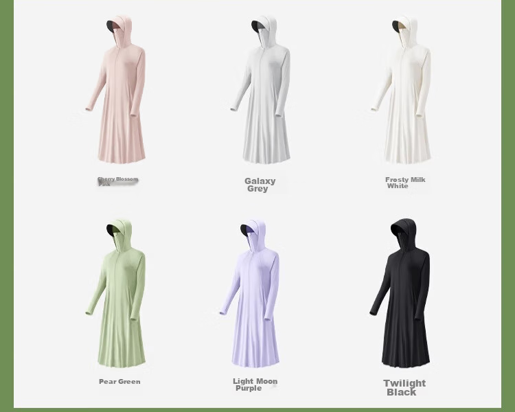 Yishangmei Long Sun Protection Coat for Women, Spring/summer 2026, UV-Resistant Full Body Sun Protection Clothing, Ice Silk Cool-Touch Jacket, Outdoor Wear, Black F 20