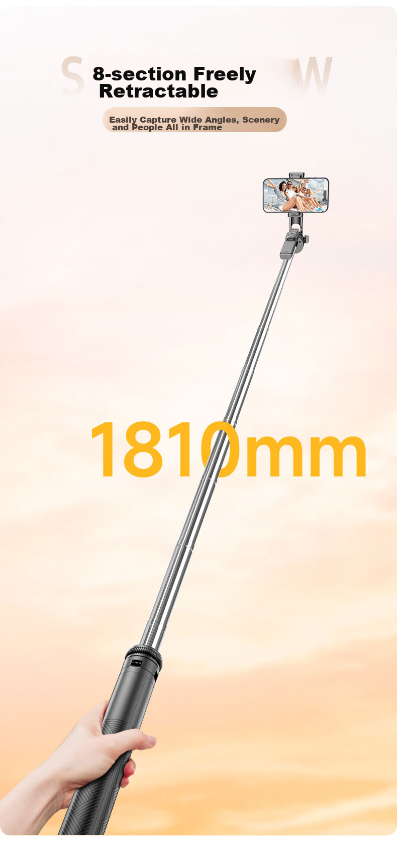 SelfieShow [Newly Upgraded Ultra-Stable 1.8-Meter Four-Legged Stand] Selfie Stick, Floor-Standing Anti-Shake, 360° Rotation, Multifunctional Outdoor Live Streaming Selfie Vlog Tool, Suitable for DJI Pocket 3 9