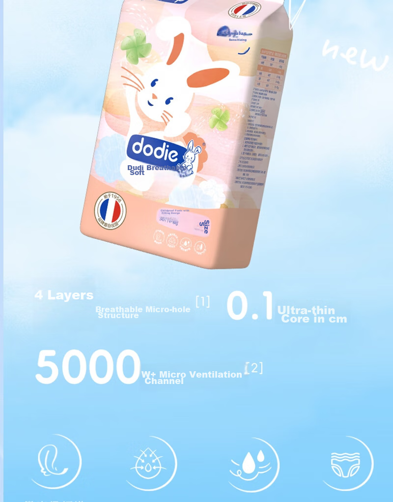 Dodie [Trial Pack of 4] Breathable Soft Baby Diapers NB Size Unisex for Children Boys And Girls 2