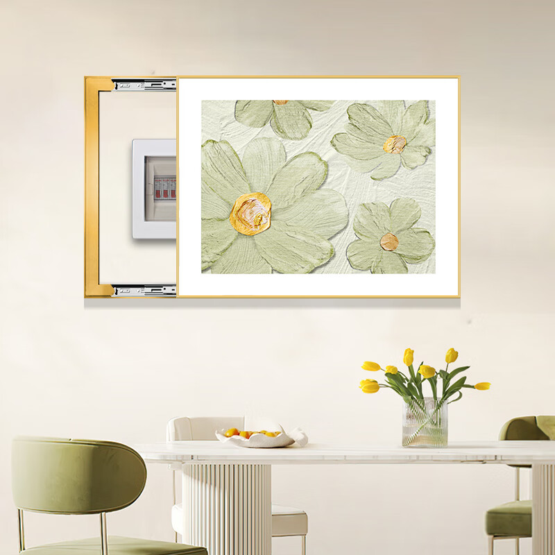 Yihuanyu New Chinese-Style Cream-Colored Electric Meter Box Decorative Painting, No Drilling Required, Covers Electrical Switch Box And Distribution Box, Wall Art And Mural