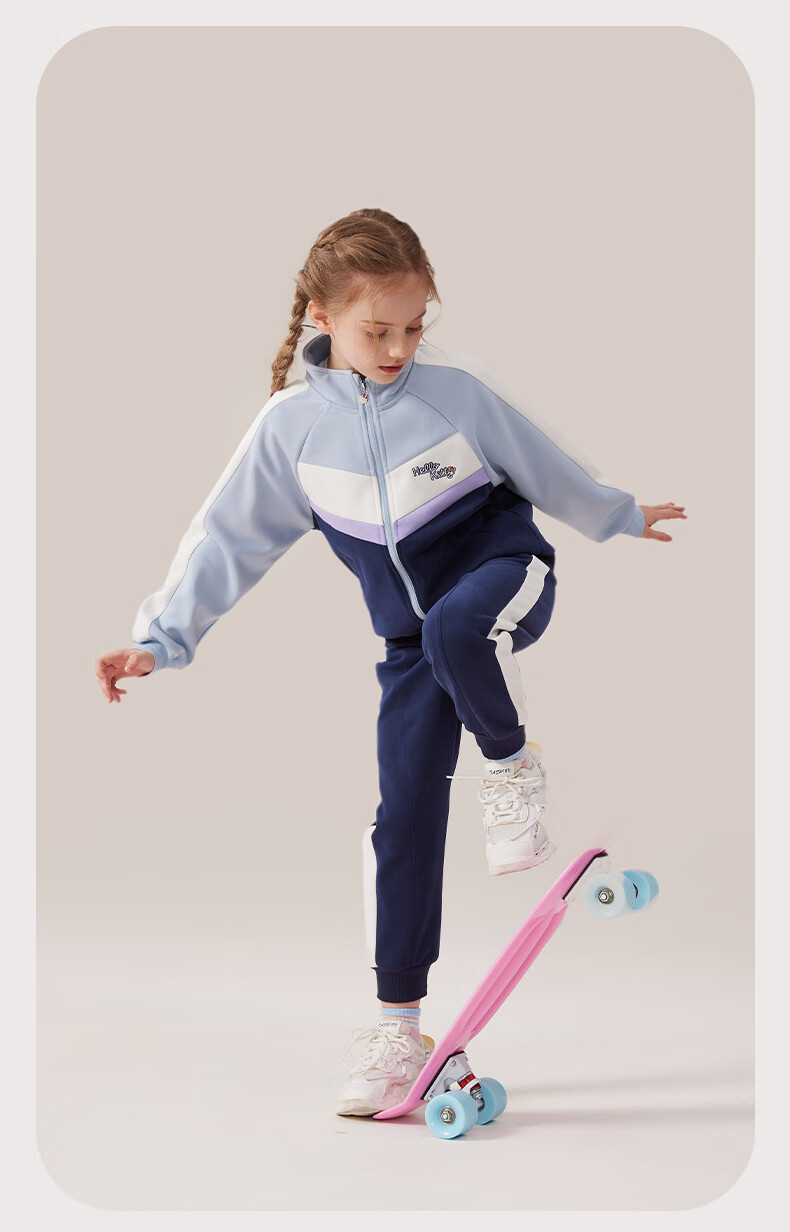 Hello Kitty Girls' Sportswear Set Children's Jacket Spring Autumn Big Kids Sweatshirt Sports Pants Sportswear Two-Piece Set 074 Blue 110 8