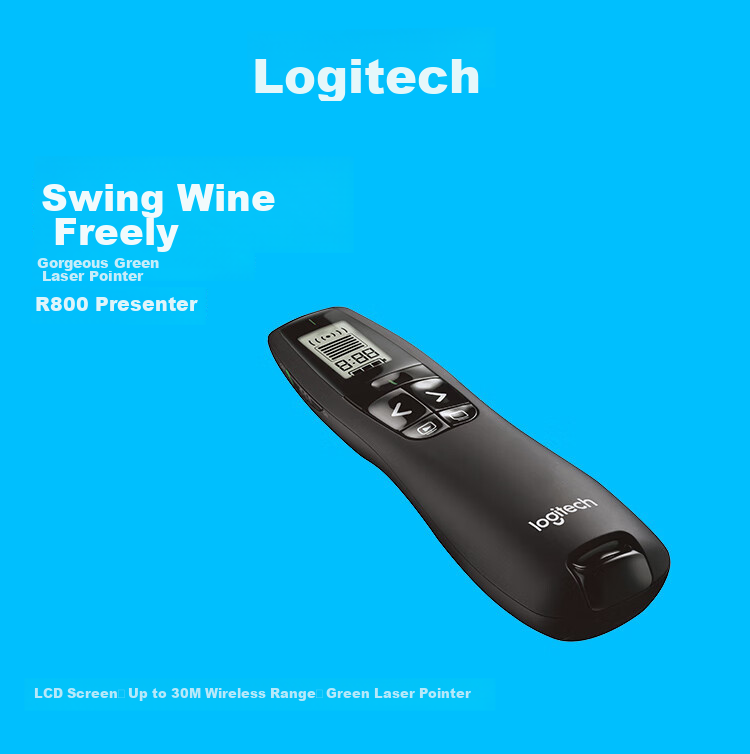 Logitech R800 Enterprise Wireless Presenter, PPT Page Turner, Business Office Presentation Remote, Laser Pointer 1