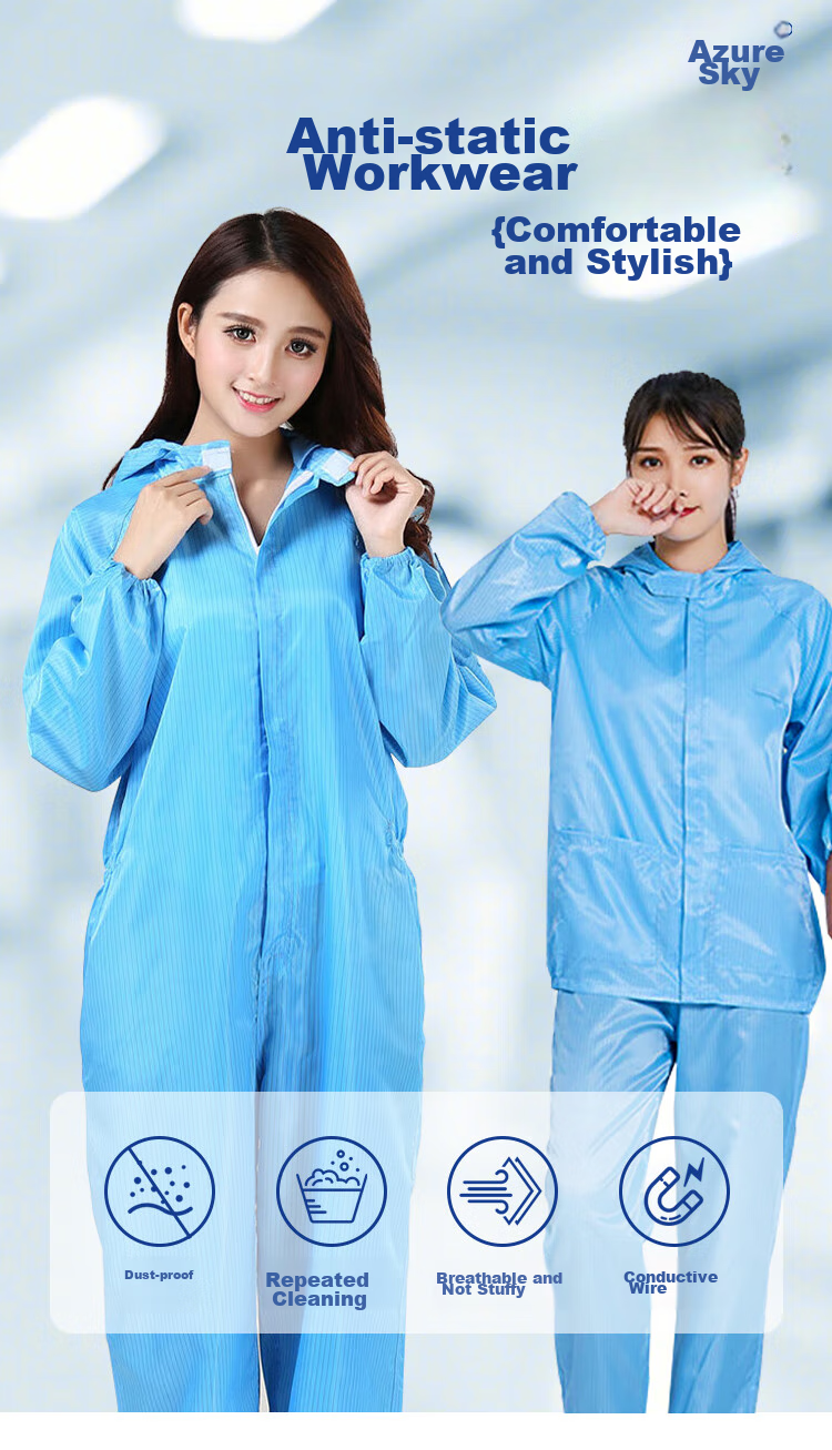 Qingxiao Dust-Free Suit, Anti-Static And Dustproof, Two-Piece, Blue XXL, Cleanroom Paint Protection Workwear 2