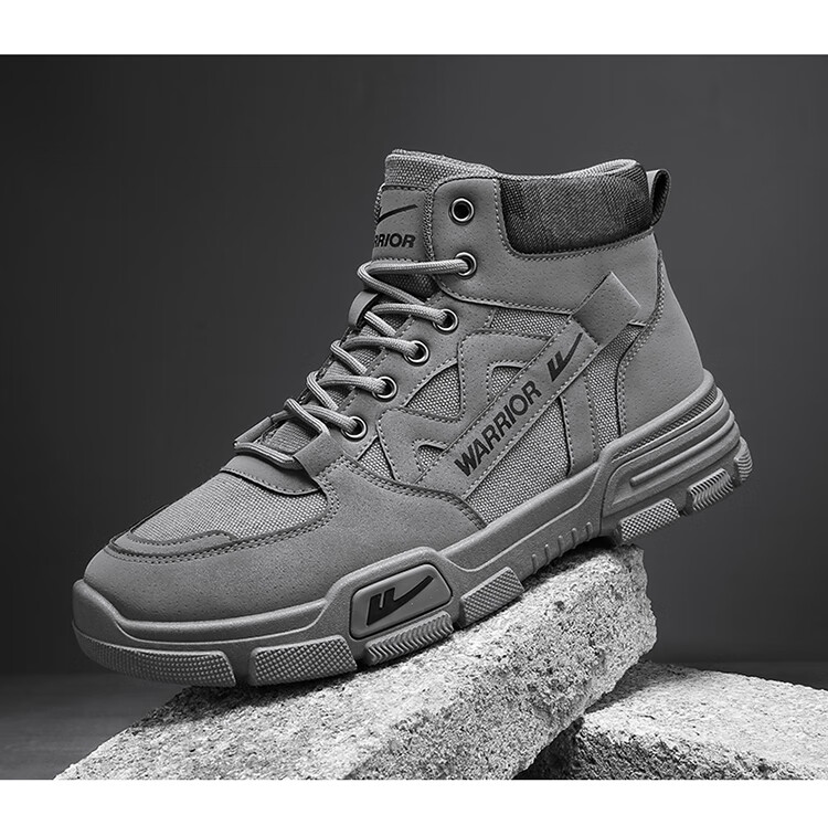 Warrior Men's Fleece-Lined Warm Martin Boots Casual Shoes Men's 0544 Khaki Fleece-Lined Size 42 12